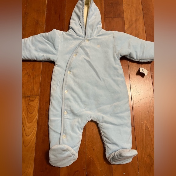 Ralph Lauren Baby Bunting Snow Suit 9 Months Button Up Blue Winter Pram - Picture 2 of 4